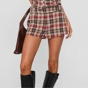 Princess Polly Red & brown Plaid Shorts